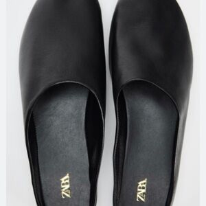 Zara Black Leather Flats